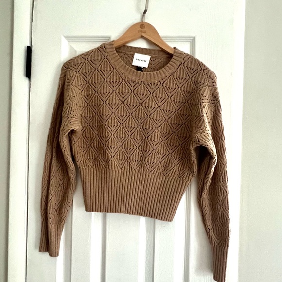 Pink Rose Sweaters - Pink Rose Textured Tan Sweater